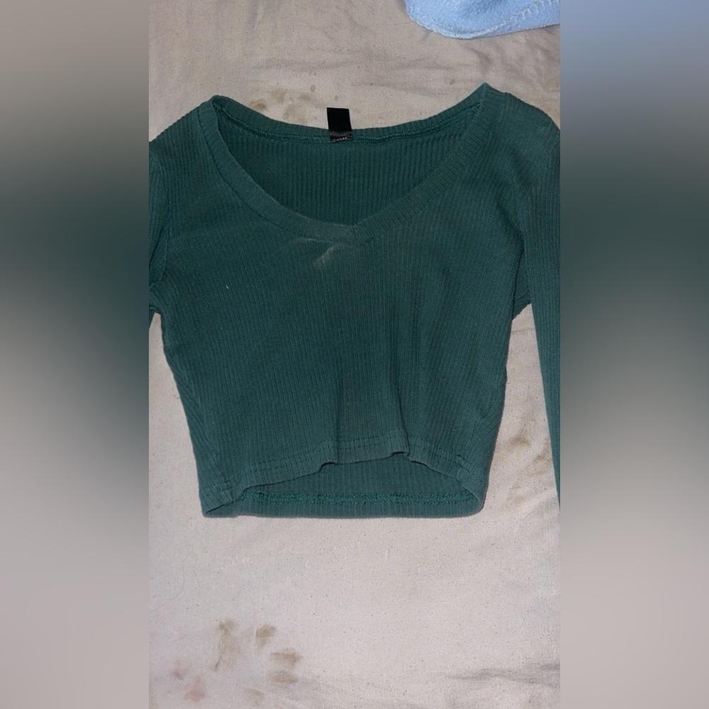 Green long sleeve cropped SHEIN shirt size XS